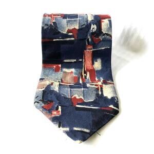 John Henry Men's Necktie 100% Italian Silk Multicolored Abstract Design